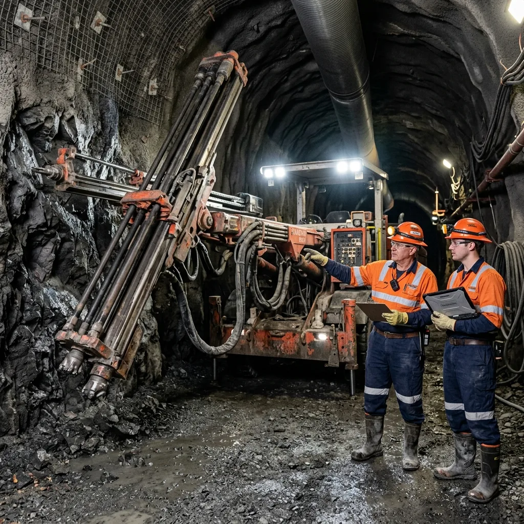 Underground drill jumbo at the tunnel face